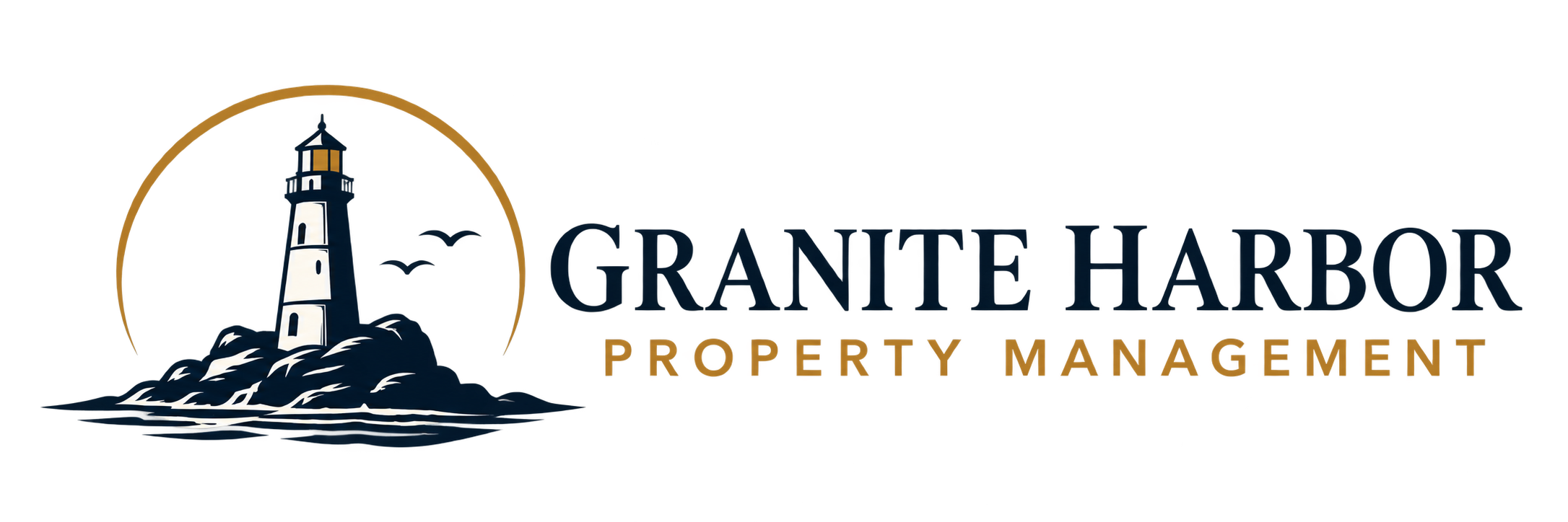 Granite Harbor Property Management — lighthouse and two birds